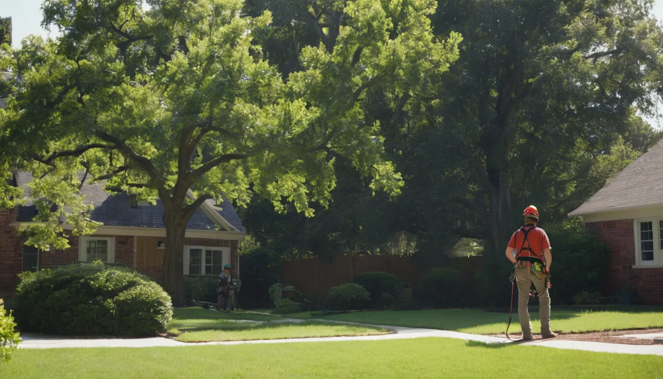 A tree removal provider working safely near a house in Knoxville